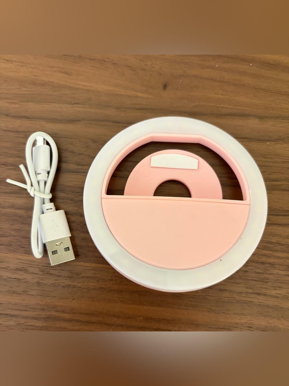 Portable Pink LED Selfie Ring Light with USB Cable - Picture 1 of 5
